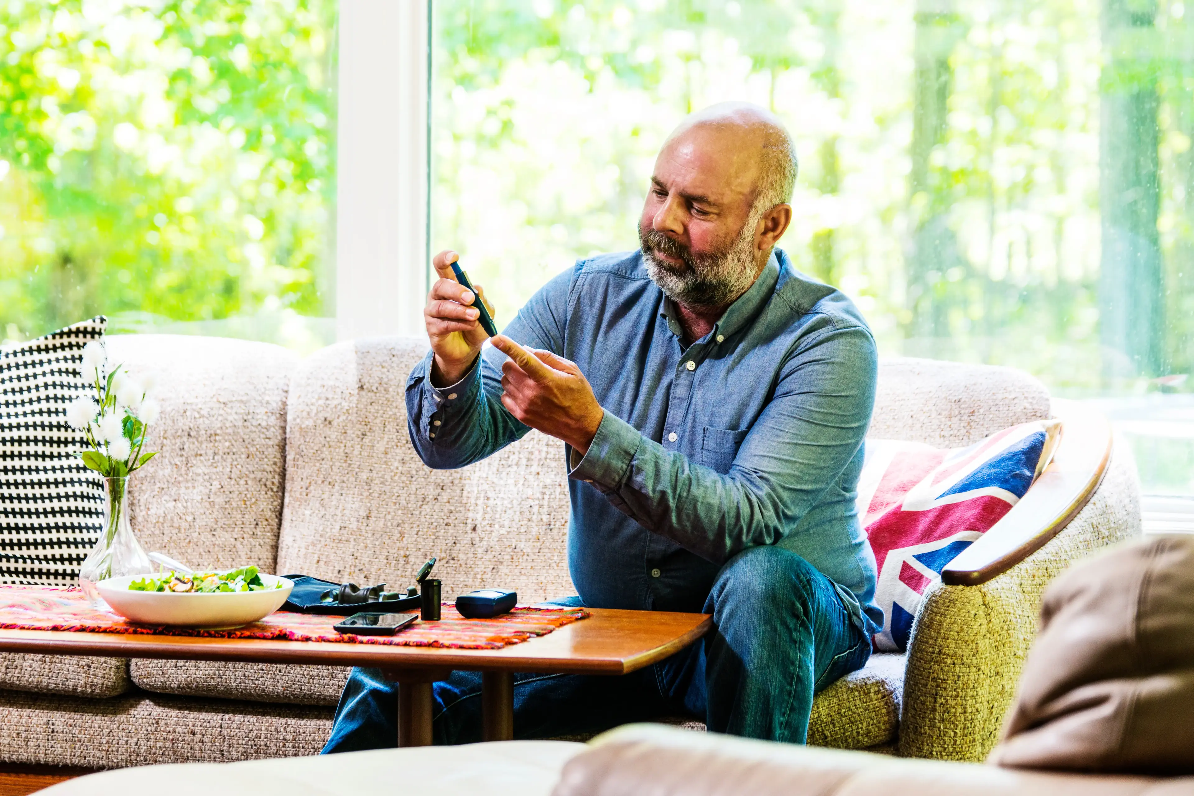 Man checking his blood pressure